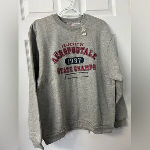 Aeropostale Men's Gray Crewneck Sweatshirt with Red & Navy Logo